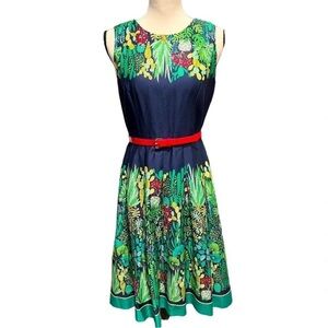 Floral Navy and Green Mini Dress